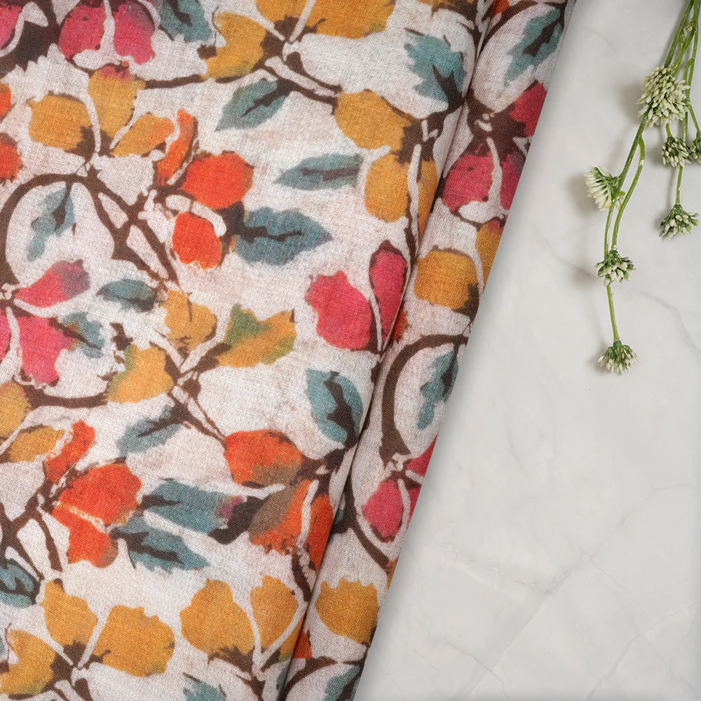 Linen Slub Digital Print Fabric